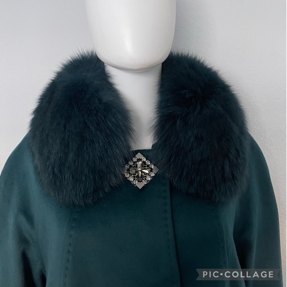 NWT WOMEN PLUS SIZE LONG COAT‎ CASHEMERE BLEND REAL FUR COLLAR RAGLAN SLEEVES - Picture 10 of 13